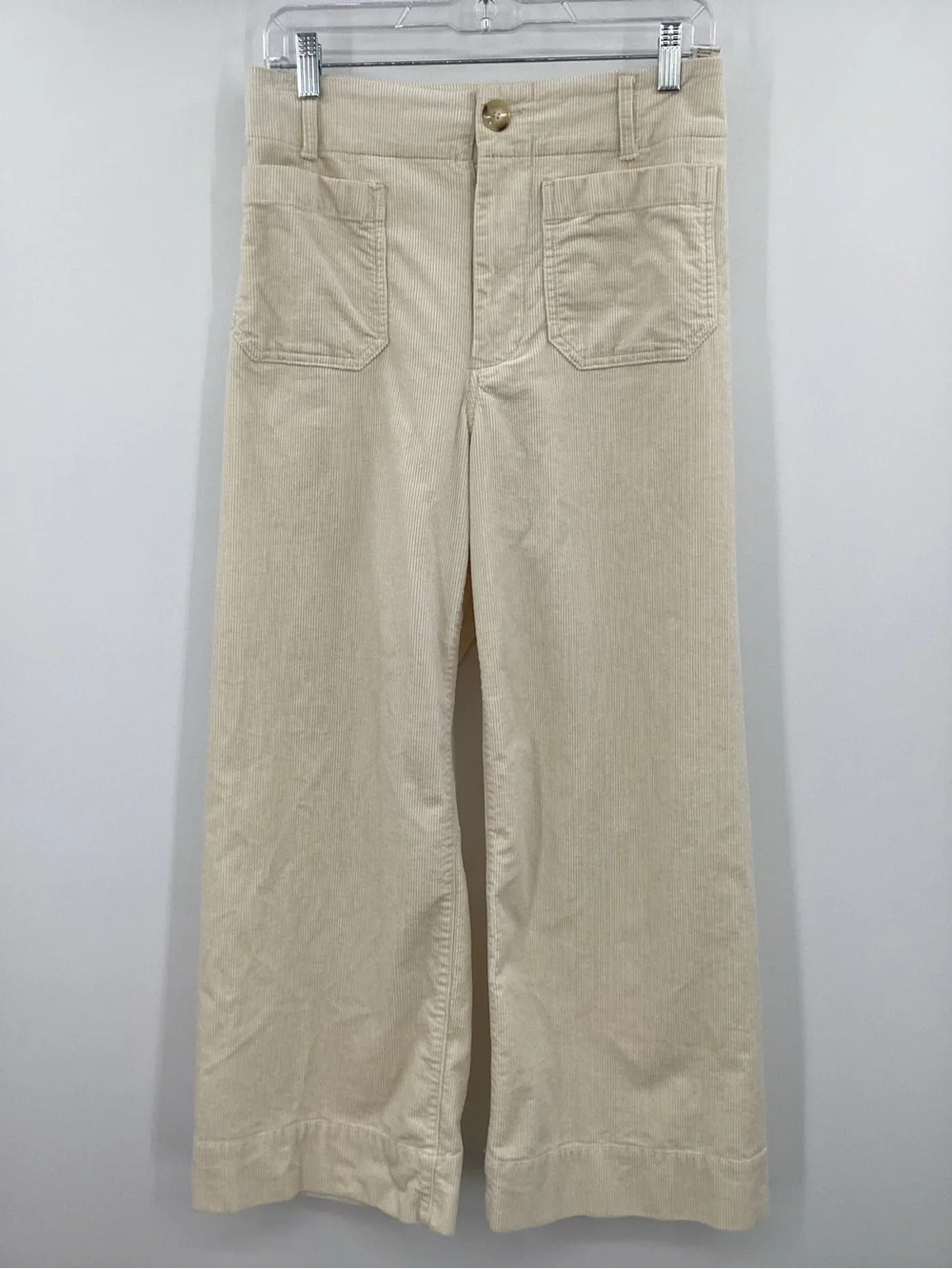 Anthropologie Maeve The Colette Cream Corduroy Cropped Pants - Picture 2 of 12